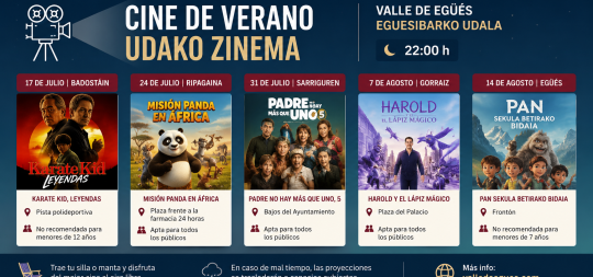 Imagen de la noticia: El Valle de Egüés volverá a disfrutar del cine de verano con cinco proyecciones gratuitas en julio y agosto